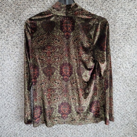 Bob Mackie Wearable Art Top Womens Small Green‎ Velour Long Sleeve V-Neck Ladies - Picture 7 of 7